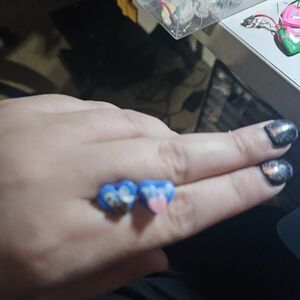 Blue Heart Double Ring Set